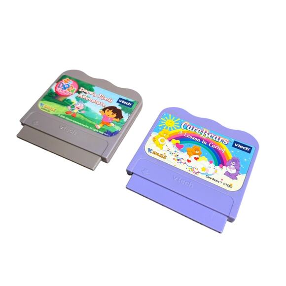 Lot of 2 Vtech V Smile Games: Care Bears Lesson In Caring +Dora Fix It Adventure - Picture 2 of 2